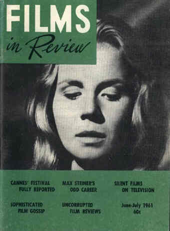 FILMS IN REVIEW magazine side cover Issue 115 June/July 1961