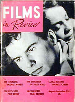 FILMS IN REVIEW magazine side cover Issue 116 August/September 1961