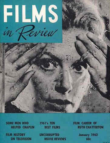 FILMS IN REVIEW magazine side cover Issue 120 January 1962