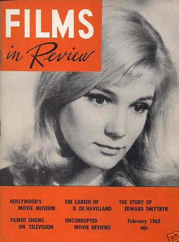 FILMS IN REVIEW magazine side cover Issue 121 February 1962