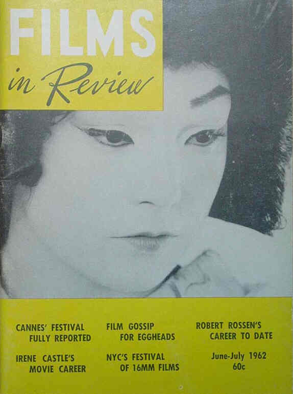 FILMS IN REVIEW magazine side cover Issue 125 June/July 1962