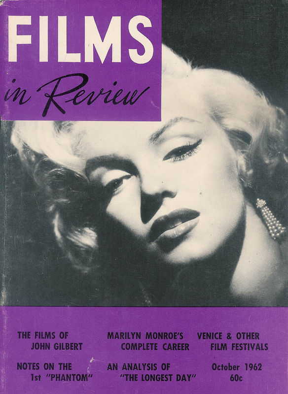 FILMS IN REVIEW magazine side cover Issue 127 October 1962