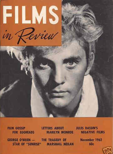 FILMS IN REVIEW magazine side cover Issue 128 November 1962