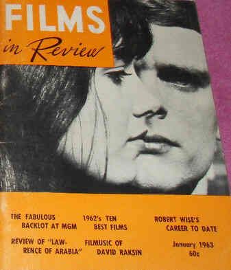 FILMS IN REVIEW magazine side cover Issue 130 January 1963