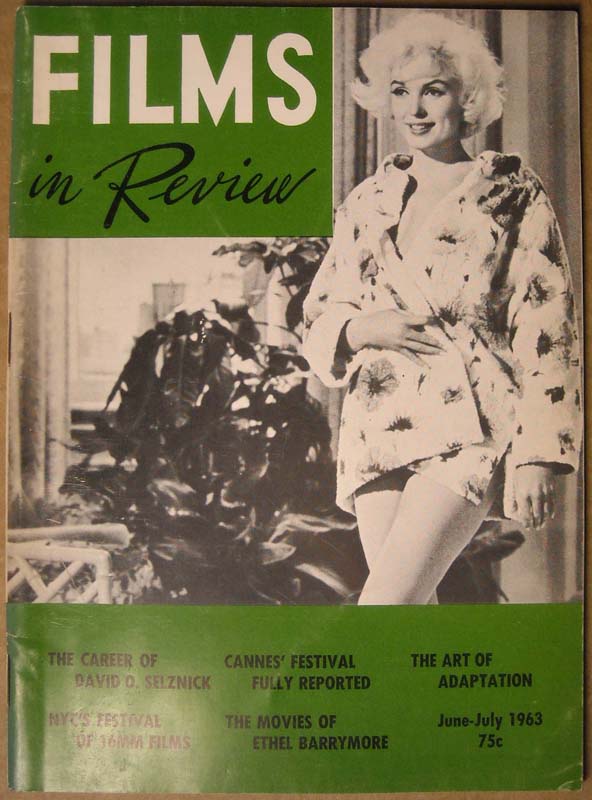 FILMS IN REVIEW magazine side cover Issue 135 June/July 1963