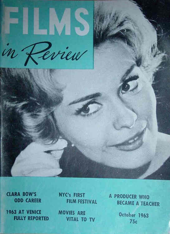 FILMS IN REVIEW magazine side cover Issue 137 October 1963