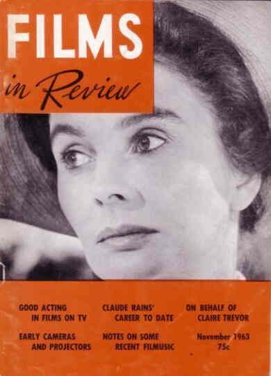 FILMS IN REVIEW magazine side cover Issue 138 November 1963