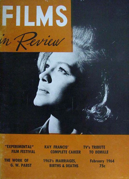 FILMS IN REVIEW magazine side cover Issue 141 February 1964