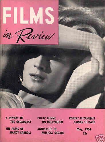 FILMS IN REVIEW magazine side cover Issue 144 May 1964