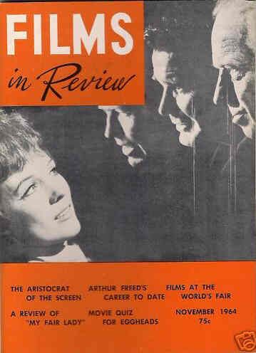 FILMS IN REVIEW magazine side cover Issue 148 November 1964