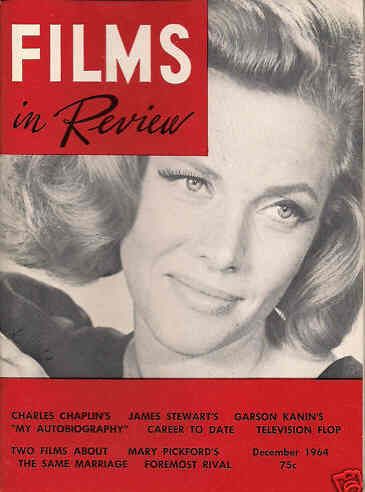 FILMS IN REVIEW magazine side cover Issue 149 December 1964