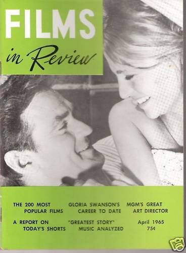 FILMS IN REVIEW magazine side cover Issue 153 April 1965