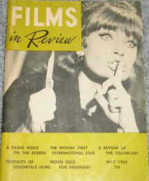 FILMS IN REVIEW magazine side cover Issue 154 May 1965