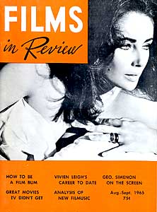FILMS IN REVIEW magazine side cover Issue 156 August/September 1965