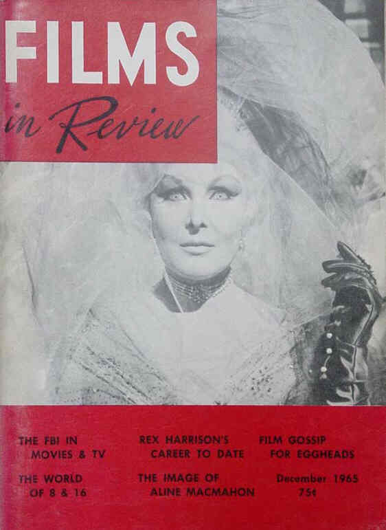 FILMS IN REVIEW magazine side cover Issue 159 December 1965