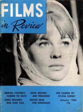 FILMS IN REVIEW magazine side cover Issue 160 January 1966
