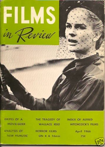 FILMS IN REVIEW magazine side cover Issue 163 April 1966