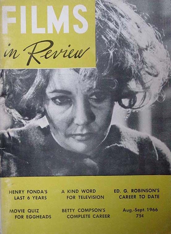 FILMS IN REVIEW magazine side cover Issue 166 August/September 1966