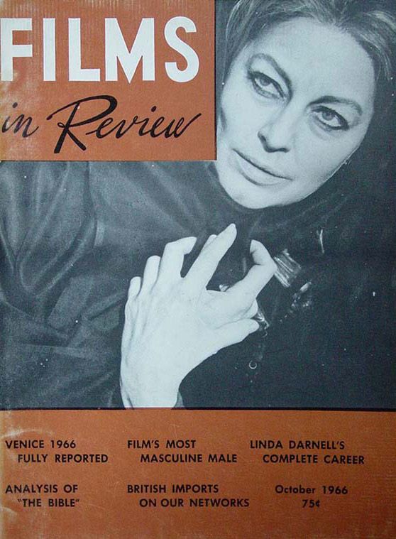 FILMS IN REVIEW magazine side cover Issue 167 October 1966
