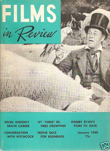 FILMS IN REVIEW magazine side cover Issue 180 January 1968