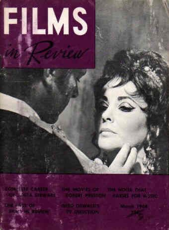 FILMS IN REVIEW magazine side cover Issue 182 March 1968