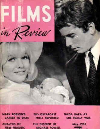 FILMS IN REVIEW magazine side cover Issue 184 May 1968