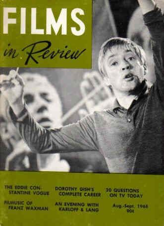 FILMS IN REVIEW magazine side cover Issue 186 August/September 1968