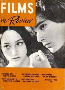 FILMS IN REVIEW magazine side cover Issue 187  Vol19#8 October 1968