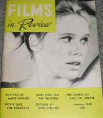 FILMS IN REVIEW magazine side cover Issue 190 January 1969