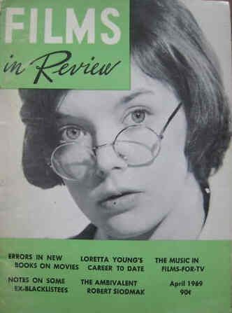 FILMS IN REVIEW magazine side cover Issue 193 April 1969