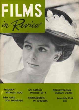 FILMS IN REVIEW magazine side cover Issue 195 June/July 1969