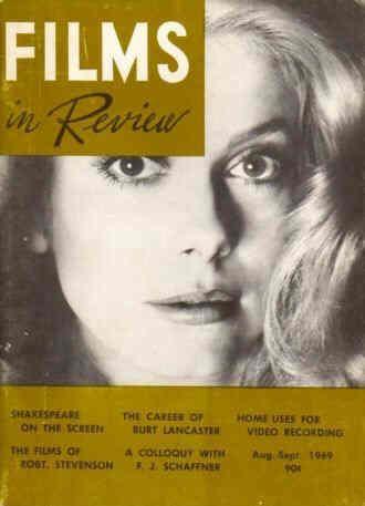 FILMS IN REVIEW magazine side cover Issue 196 August/September 1969