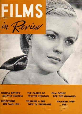 FILMS IN REVIEW magazine side cover Issue 198 November 1969