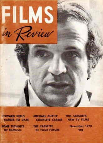 FILMS IN REVIEW magazine side cover Issue 208 November 1970