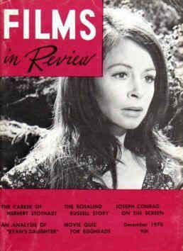 FILMS IN REVIEW magazine side cover Issue 209 December 1970