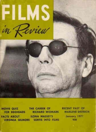 FILMS IN REVIEW magazine side cover Issue 210 January 1971