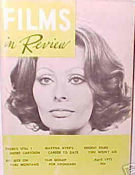 FILMS IN REVIEW magazine side cover Issue 213 April 1971