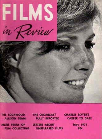 FILMS IN REVIEW magazine side cover Issue 214 May 1971