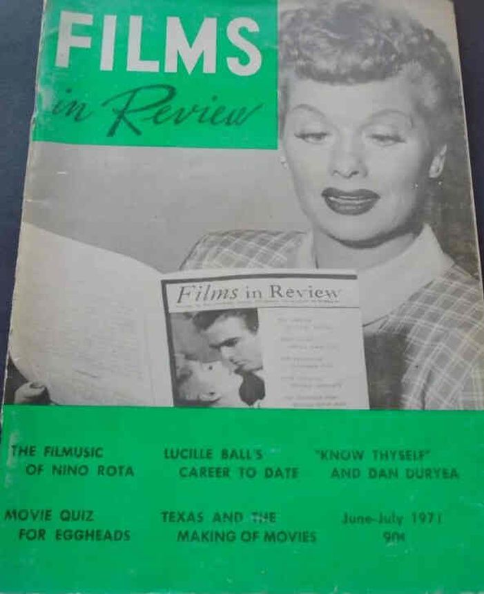 FILMS IN REVIEW magazine side cover Issue 215 June/July 1971
