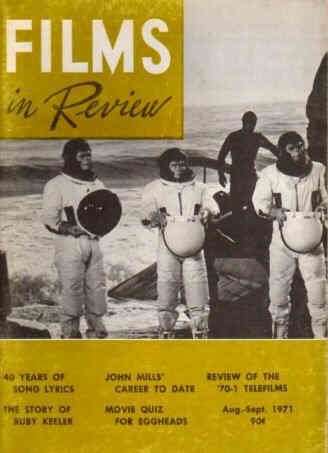 FILMS IN REVIEW magazine side cover Issue 216 August/September 1971