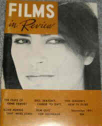 FILMS IN REVIEW magazine side cover Issue 218 November 1971