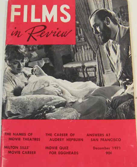 FILMS IN REVIEW magazine side cover Issue 219 December 1971