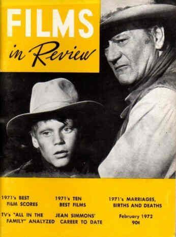 FILMS IN REVIEW magazine side cover Issue 221 February 1972