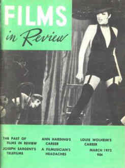 FILMS IN REVIEW magazine side cover Issue 222 March 1972