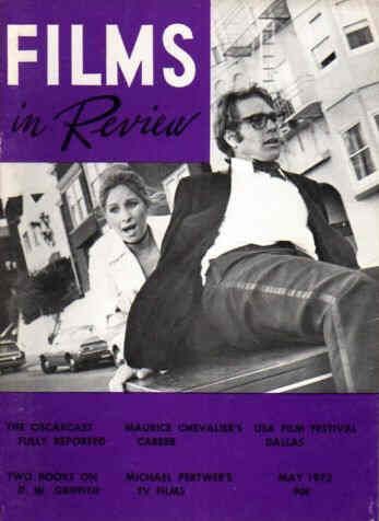 FILMS IN REVIEW magazine side cover Issue 224 May 1972