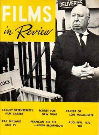 FILMS IN REVIEW magazine side cover Issue 226 August/September 1972