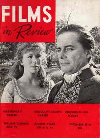 FILMS IN REVIEW magazine side cover Issue 229 December 1972