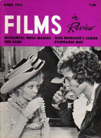 FILMS IN REVIEW magazine side cover Issue 233 April 1973