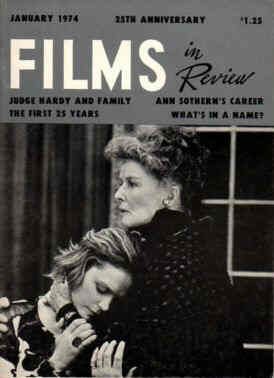 FILMS IN REVIEW magazine side cover Issue 240 January 1974