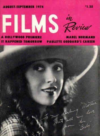 FILMS IN REVIEW magazine side cover Issue 246 August/September 1974